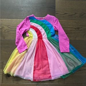 Mini Boden Long Sleeve Rainbow Dress Size 5-6